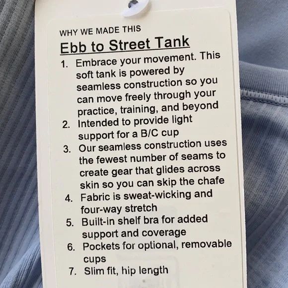 ❤️ Lululemon Ebb to Street Tank in Blue Linen Size 6 NWT - Picture 4 of 13